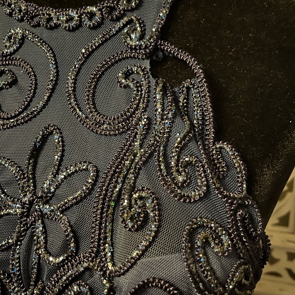 NIGHT SCENE ELEGANT NAVY BLUE 2pc DRESS & JACKET WITH BEADING FORMAL DRESS - Picture 5 of 15